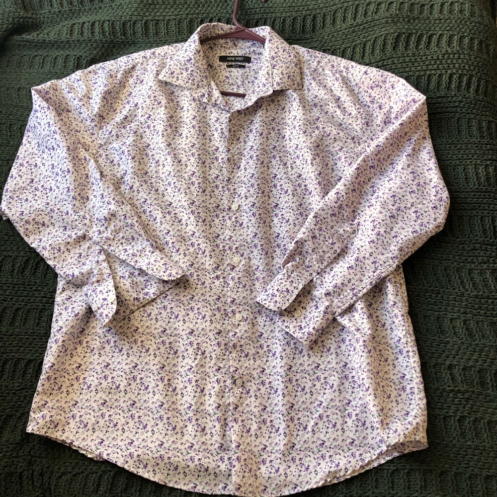 Purple floral button up shirt